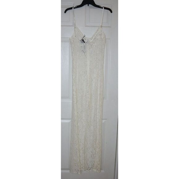 Naked Wardrobe 1192 Women's Sz Medium Ivory Sheer Lace Sleeveless Jumpsuit - Picture 2 of 9